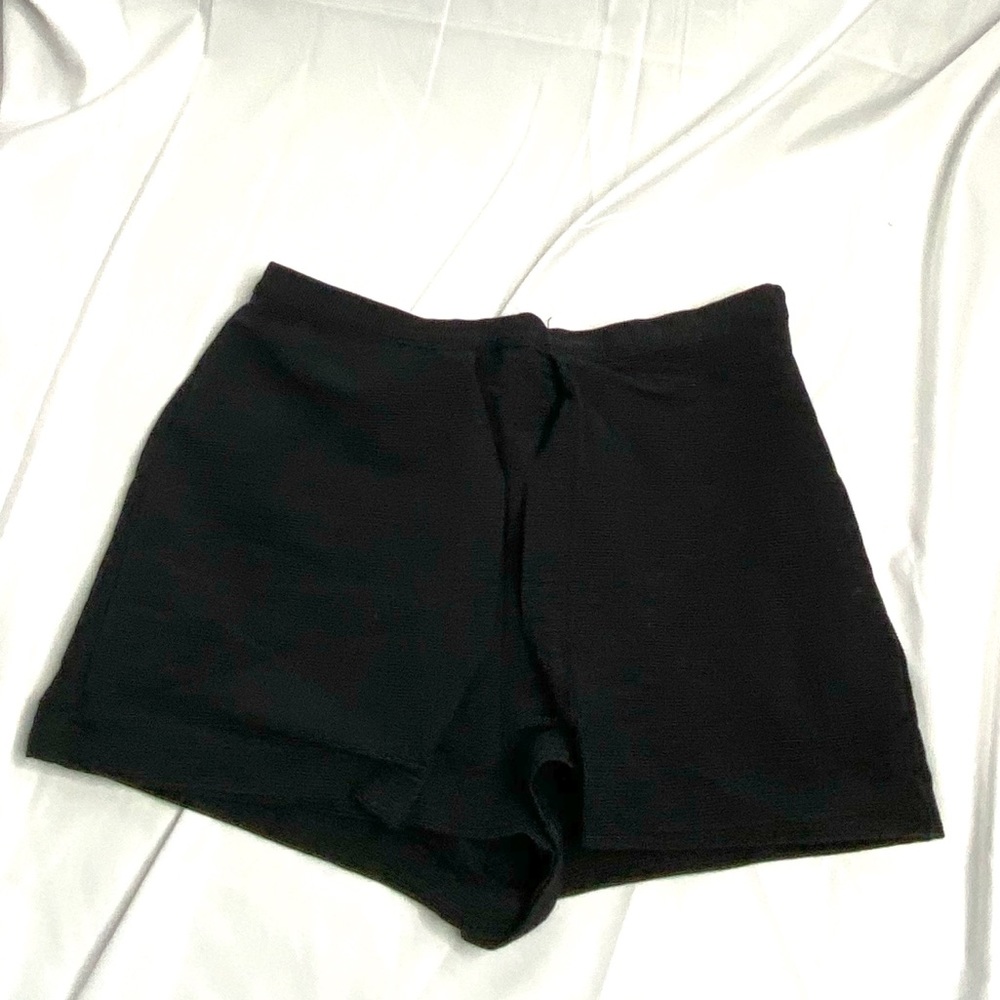 Topshop women’s shorts black trendy ribbed zip